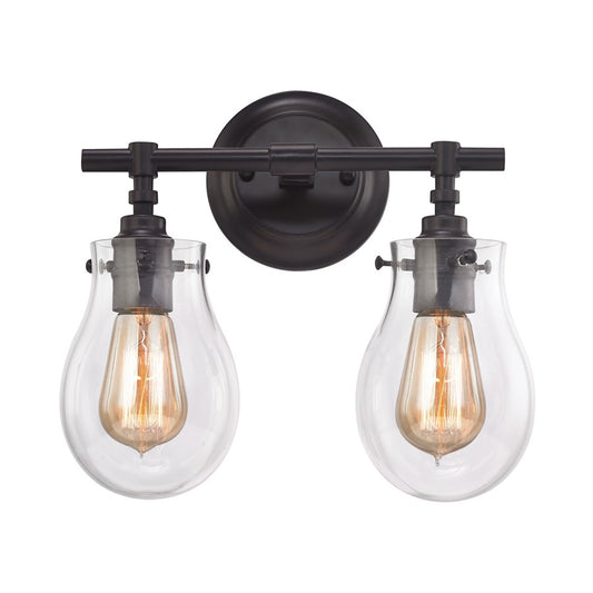 Atlas Lighting Jaelyn 13in 2-Light Vanity Light | Transitional Oil Rubbed Bronze and Clear Glass | Bathroom & Powder Room | Model WL11344-BZ