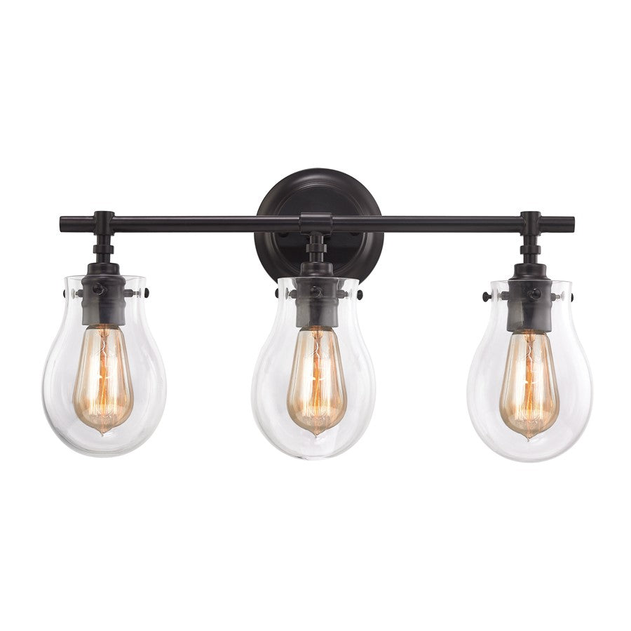 Atlas Lighting Jaelyn 21in 3-Light Vanity Light | Transitional Oil Rubbed Bronze and Clear Glass | Bathroom & Powder Room | Model WL11345-BZ
