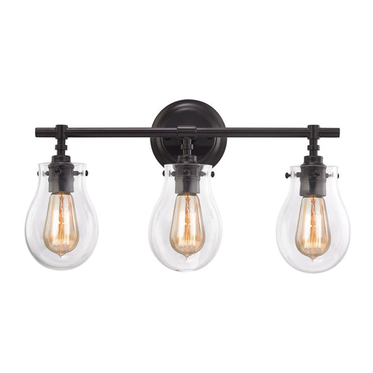 Atlas Lighting Jaelyn 21in 3-Light Vanity Light | Transitional Oil Rubbed Bronze and Clear Glass | Bathroom & Powder Room | Model WL11345-BZ