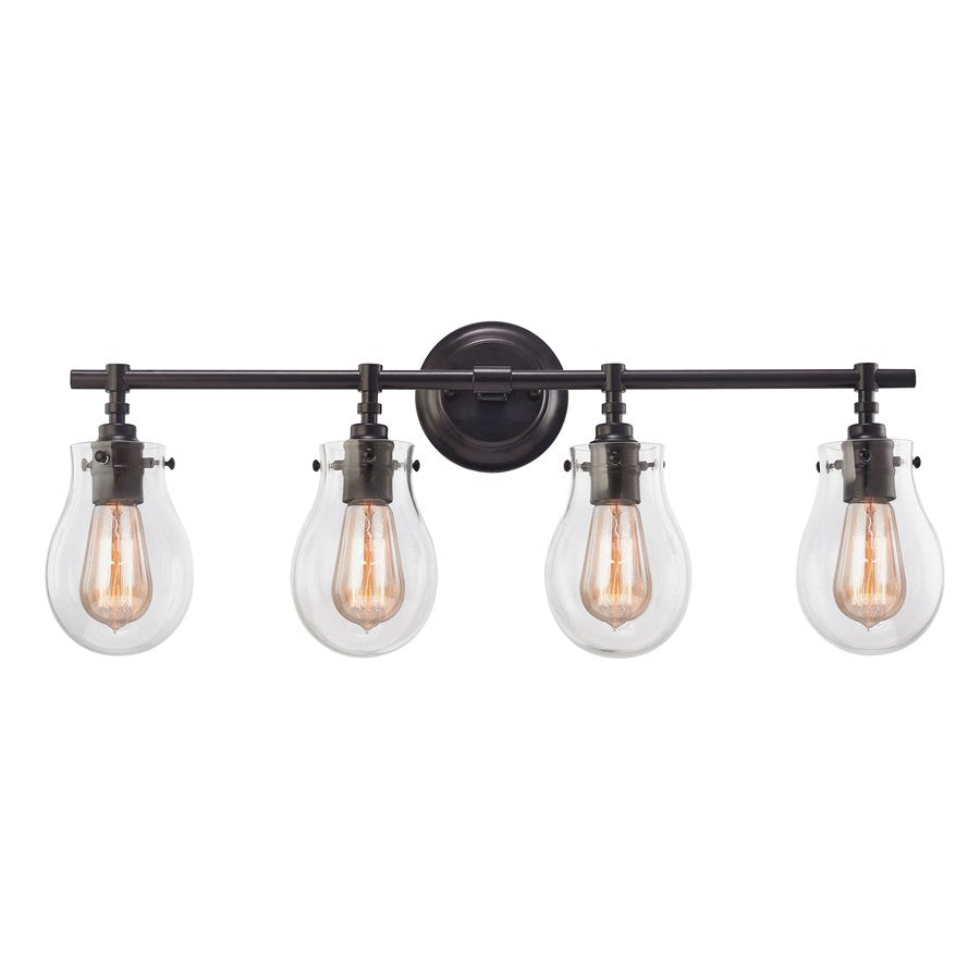 Atlas Lighting Jaelyn 29in 4-Light Vanity Light | Transitional Oil Rubbed Bronze and Clear Glass | Bathroom & Powder Room | Model WL11346-BZ