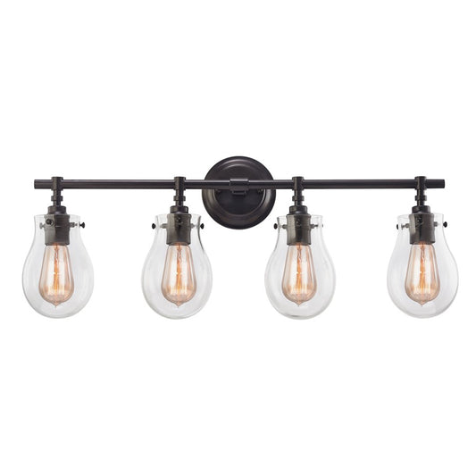 Atlas Lighting Jaelyn 29in 4-Light Vanity Light | Transitional Oil Rubbed Bronze and Clear Glass | Bathroom & Powder Room | Model WL11346-BZ