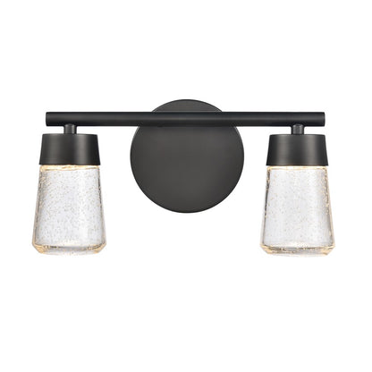 Atlas Lighting Jergen 12.5in 2-Light Vanity Light | Modern Matte Black and Clear Seeded Glass | Bathroom Vanity | 12.5 x 5 x 6.5 in | Model WL11348-BK