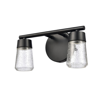 Atlas Lighting Jergen 12.5in 2-Light Vanity Light | Modern Matte Black and Clear Seeded Glass | Bathroom Vanity | 12.5 x 5 x 6.5 in | Model WL11348-BK