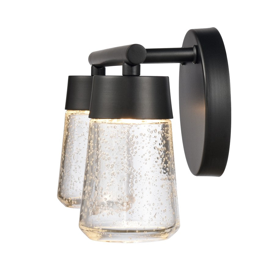 Atlas Lighting Jergen 12.5in 2-Light Vanity Light | Modern Matte Black and Clear Seeded Glass | Bathroom Vanity | 12.5 x 5 x 6.5 in | Model WL11348-BK