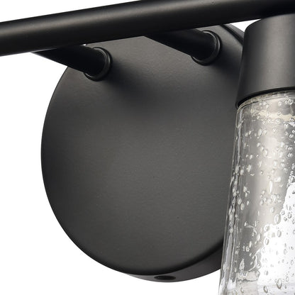 Atlas Lighting Jergen 12.5in 2-Light Vanity Light | Modern Matte Black and Clear Seeded Glass | Bathroom Vanity | 12.5 x 5 x 6.5 in | Model WL11348-BK