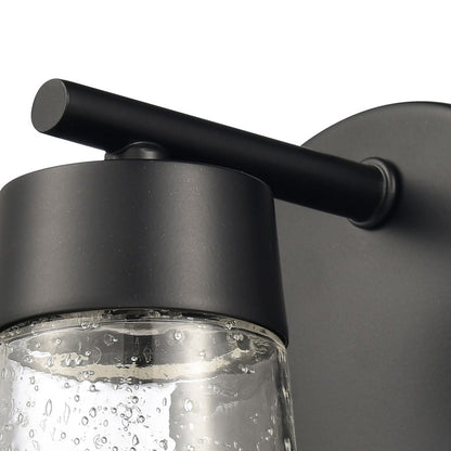 Atlas Lighting Jergen 5in 1-Light Vanity Light | Modern Matte Black and Clear Seeded Glass | Bathroom Vanity | 5 x 5 x 6.25 in | Model WL11349-BK