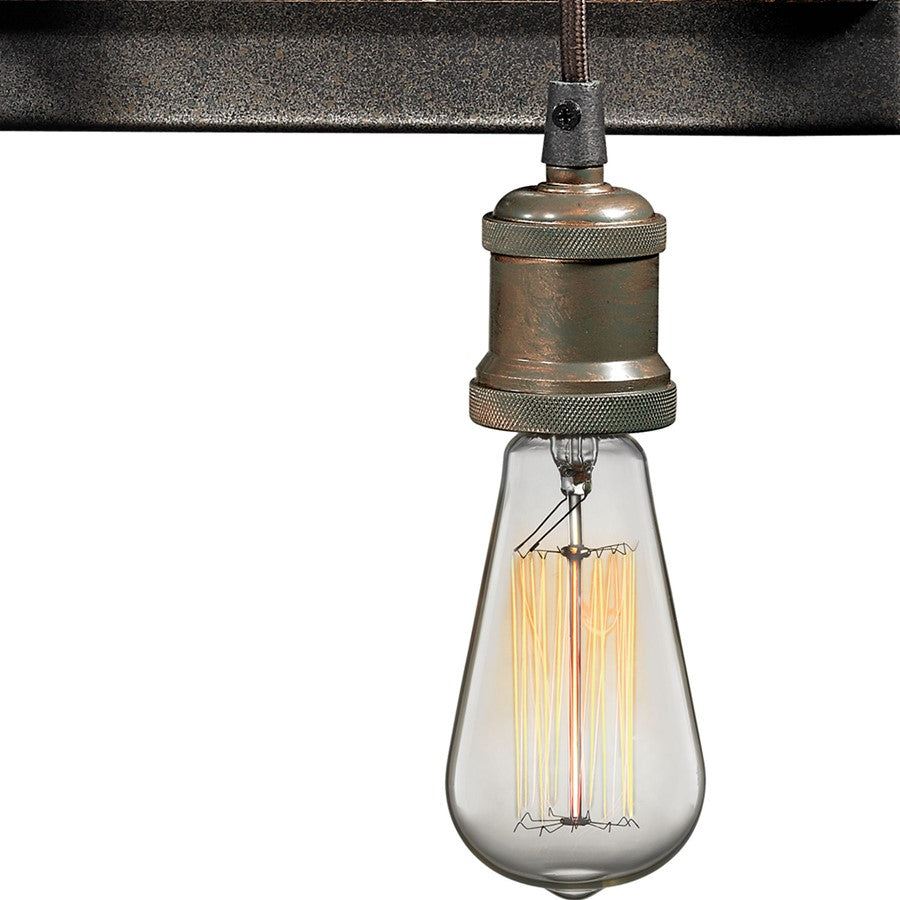 Atlas Lighting Jonas 26in 4-Light Vanity Light | Industrial Weathered Zinc and Wood Accent | Bathroom Vanity | 26 x 6 x 8 in | Model WL11350-GY