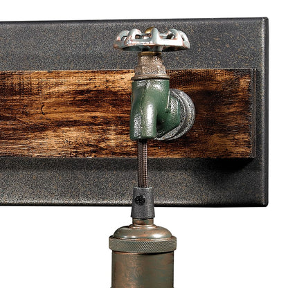 Atlas Lighting Jonas 26in 4-Light Vanity Light | Industrial Weathered Zinc and Wood Accent | Bathroom Vanity | 26 x 6 x 8 in | Model WL11350-GY