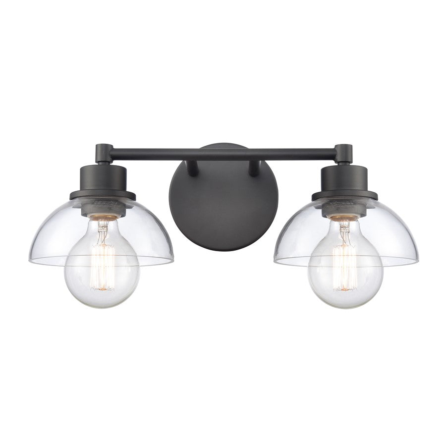 Atlas Lighting Julian 16in 2-Light Vanity Light | Transitional Matte Black and Clear Glass | Bathroom Vanity | 16 x 7.5 x 6 in | Model WL11351-BK
