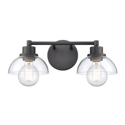 Atlas Lighting Julian 16in 2-Light Vanity Light | Transitional Matte Black and Clear Glass | Bathroom Vanity | 16 x 7.5 x 6 in | Model WL11351-BK