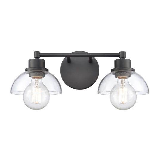 Atlas Lighting Julian 16in 2-Light Vanity Light | Transitional Matte Black and Clear Glass | Bathroom Vanity | 16 x 7.5 x 6 in | Model WL11351-BK
