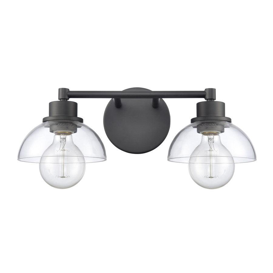 Atlas Lighting Julian 16in 2-Light Vanity Light | Transitional Matte Black and Clear Glass | Bathroom Vanity | 16 x 7.5 x 6 in | Model WL11351-BK