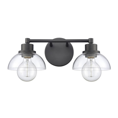Atlas Lighting Julian 16in 2-Light Vanity Light | Transitional Matte Black and Clear Glass | Bathroom Vanity | 16 x 7.5 x 6 in | Model WL11351-BK
