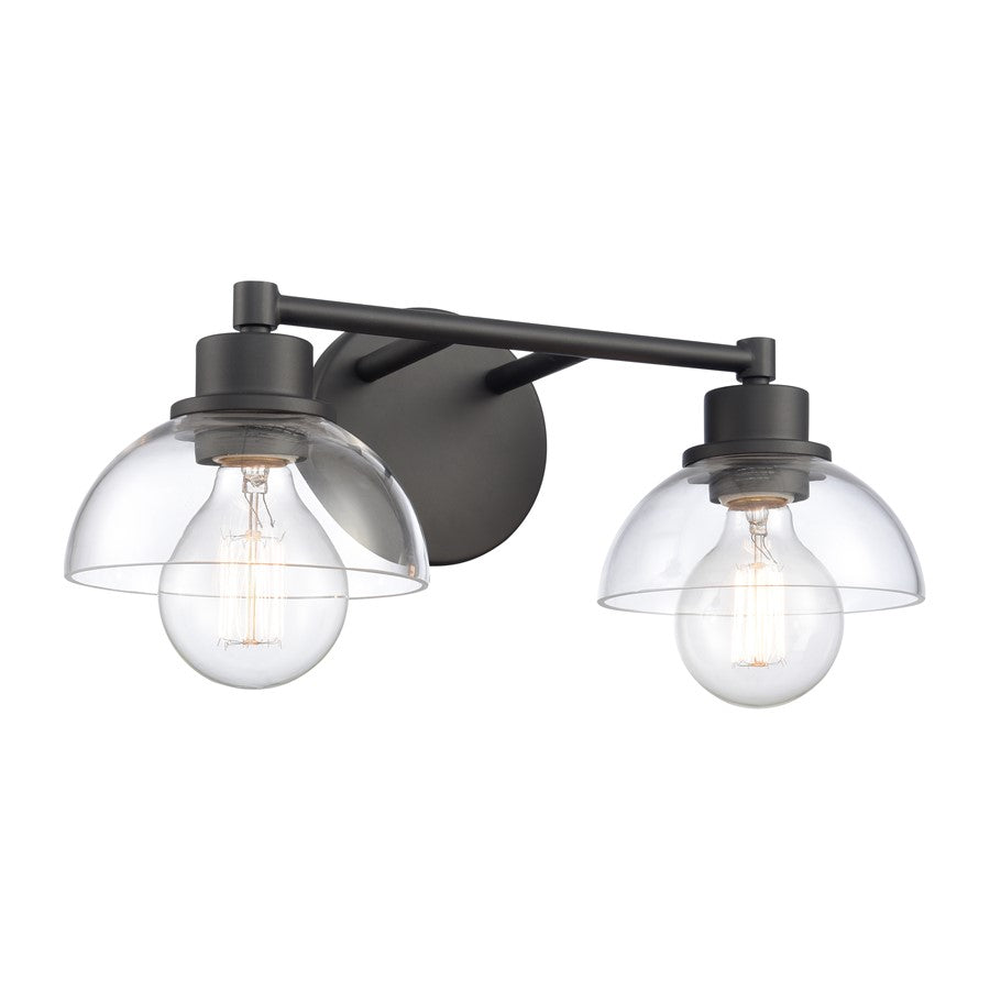 Atlas Lighting Julian 16in 2-Light Vanity Light | Transitional Matte Black and Clear Glass | Bathroom Vanity | 16 x 7.5 x 6 in | Model WL11351-BK