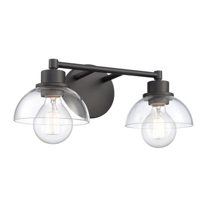 Atlas Lighting Julian 16in 2-Light Vanity Light | Transitional Matte Black and Clear Glass | Bathroom Vanity | 16 x 7.5 x 6 in | Model WL11351-BK