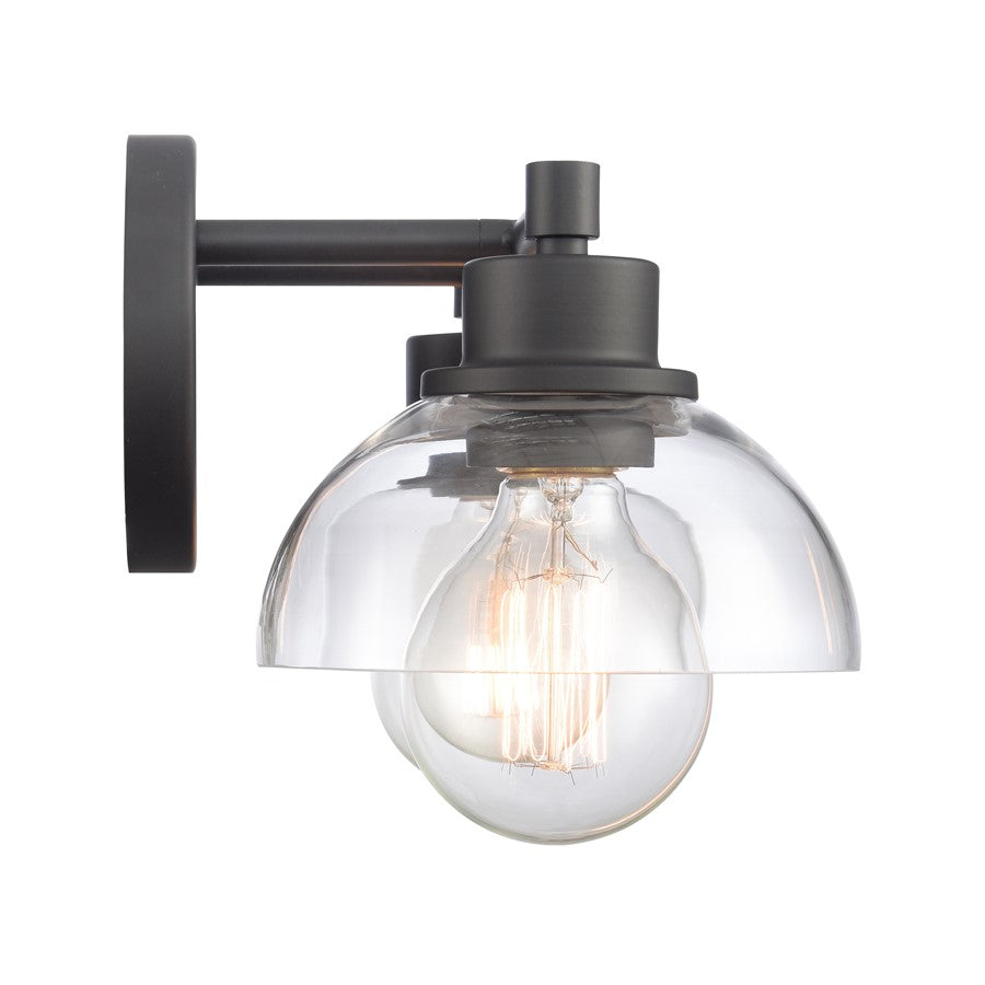 Atlas Lighting Julian 16in 2-Light Vanity Light | Transitional Matte Black and Clear Glass | Bathroom Vanity | 16 x 7.5 x 6 in | Model WL11351-BK