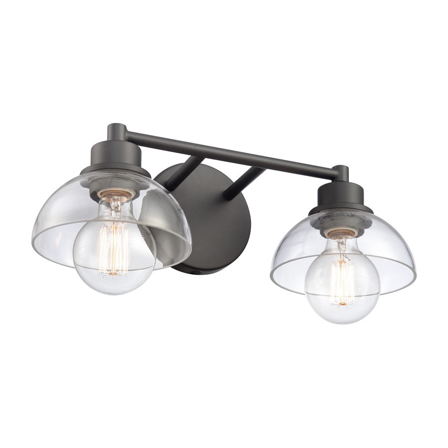 Atlas Lighting Julian 16in 2-Light Vanity Light | Transitional Matte Black and Clear Glass | Bathroom Vanity | 16 x 7.5 x 6 in | Model WL11351-BK