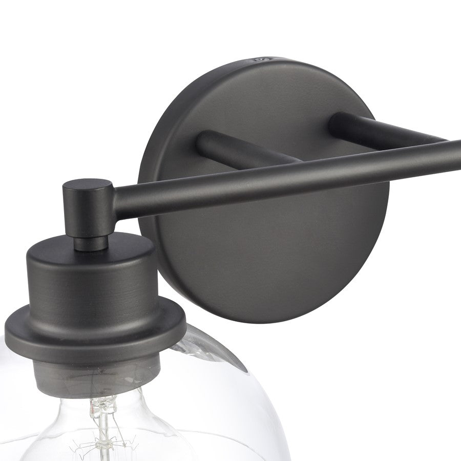 Atlas Lighting Julian 16in 2-Light Vanity Light | Transitional Matte Black and Clear Glass | Bathroom Vanity | 16 x 7.5 x 6 in | Model WL11351-BK