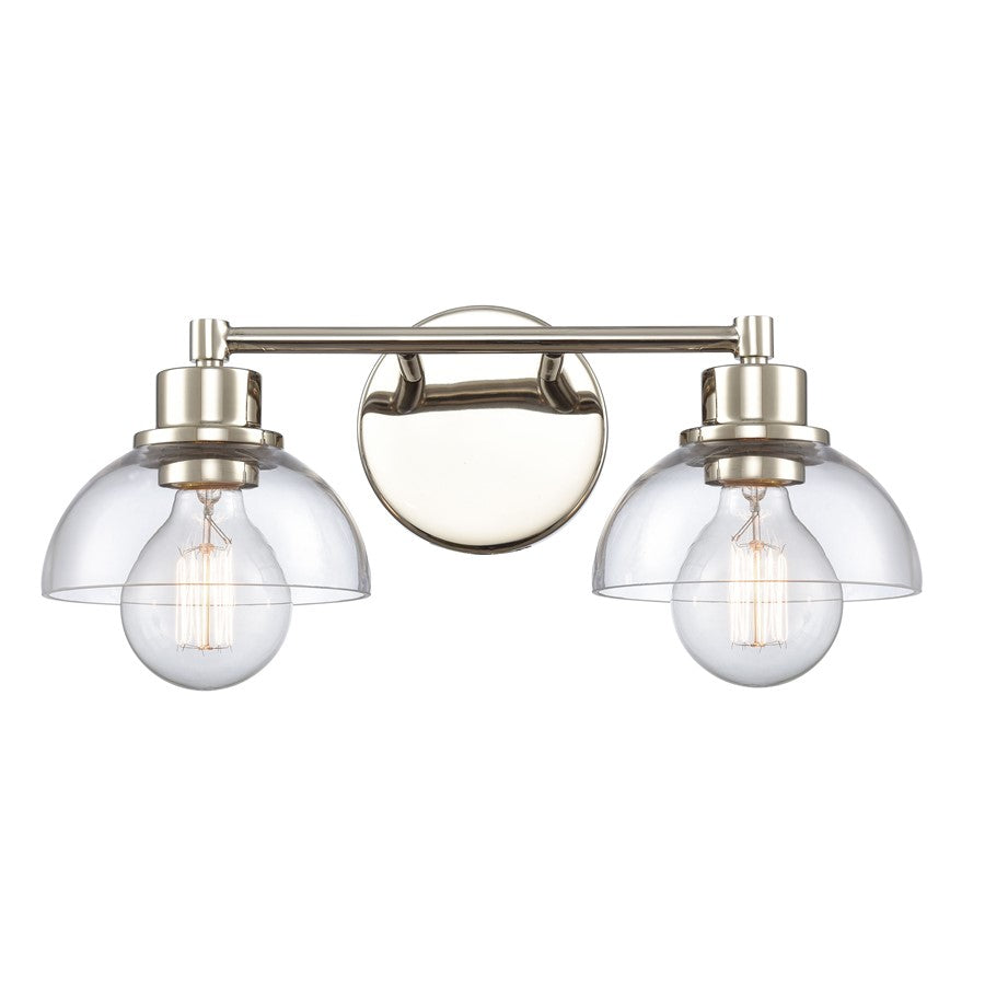 Atlas Lighting Julian 16in 2-Light Vanity Light | Transitional Polished Nickel and Clear Glass | Bathroom Vanity | 16 x 7.5 x 6 in | Model WL11351-NK