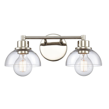 Atlas Lighting Julian 16in 2-Light Vanity Light | Transitional Polished Nickel and Clear Glass | Bathroom Vanity | 16 x 7.5 x 6 in | Model WL11351-NK