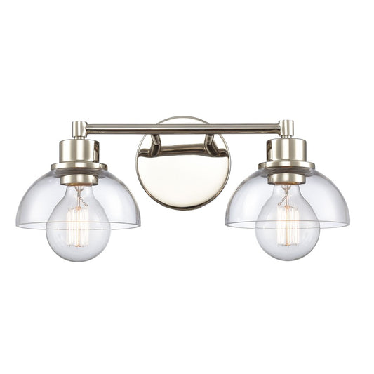 Atlas Lighting Julian 16in 2-Light Vanity Light | Transitional Polished Nickel and Clear Glass | Bathroom Vanity | 16 x 7.5 x 6 in | Model WL11351-NK