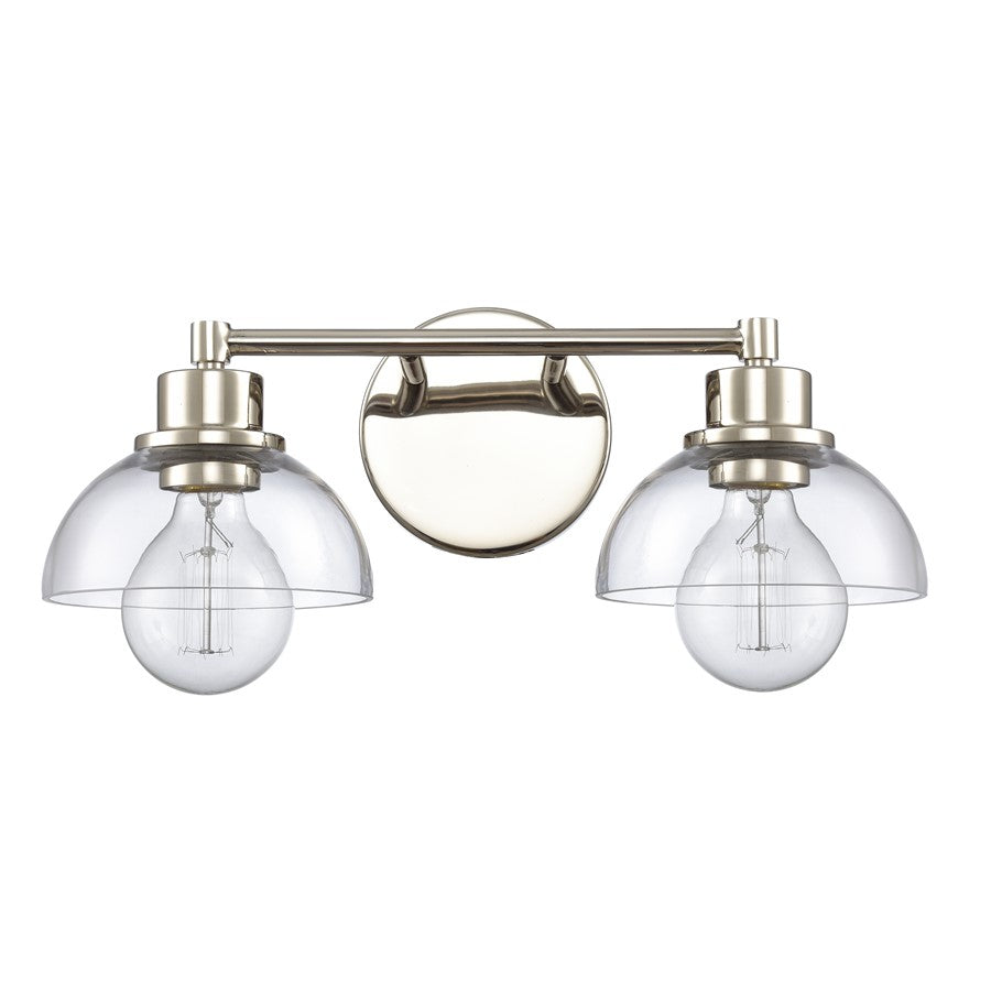 Atlas Lighting Julian 16in 2-Light Vanity Light | Transitional Polished Nickel and Clear Glass | Bathroom Vanity | 16 x 7.5 x 6 in | Model WL11351-NK