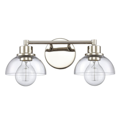 Atlas Lighting Julian 16in 2-Light Vanity Light | Transitional Polished Nickel and Clear Glass | Bathroom Vanity | 16 x 7.5 x 6 in | Model WL11351-NK