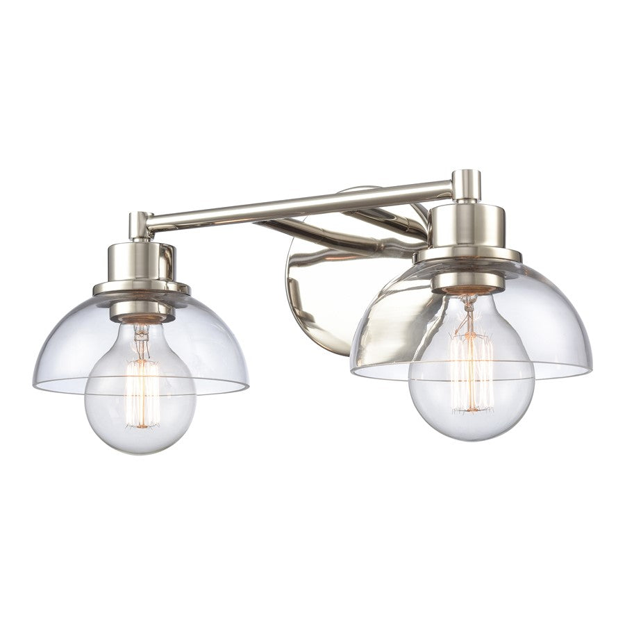 Atlas Lighting Julian 16in 2-Light Vanity Light | Transitional Polished Nickel and Clear Glass | Bathroom Vanity | 16 x 7.5 x 6 in | Model WL11351-NK