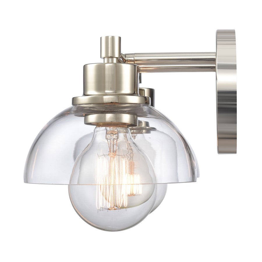 Atlas Lighting Julian 16in 2-Light Vanity Light | Transitional Polished Nickel and Clear Glass | Bathroom Vanity | 16 x 7.5 x 6 in | Model WL11351-NK