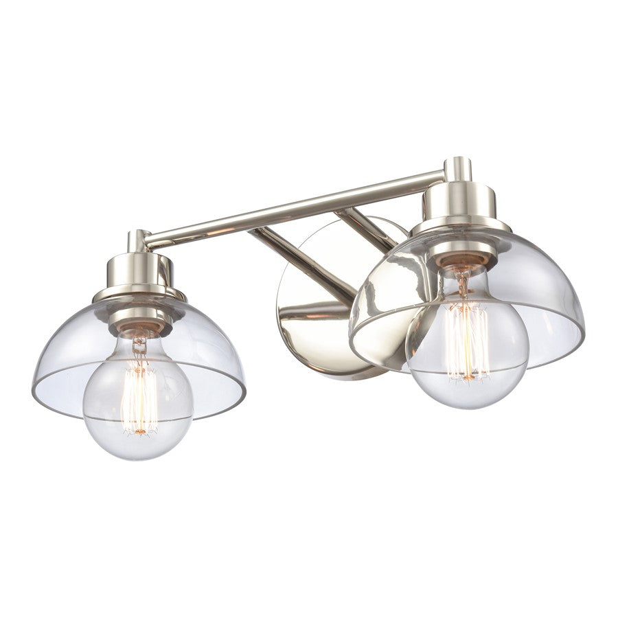 Atlas Lighting Julian 16in 2-Light Vanity Light | Transitional Polished Nickel and Clear Glass | Bathroom Vanity | 16 x 7.5 x 6 in | Model WL11351-NK