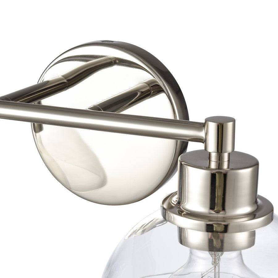 Atlas Lighting Julian 16in 2-Light Vanity Light | Transitional Polished Nickel and Clear Glass | Bathroom Vanity | 16 x 7.5 x 6 in | Model WL11351-NK