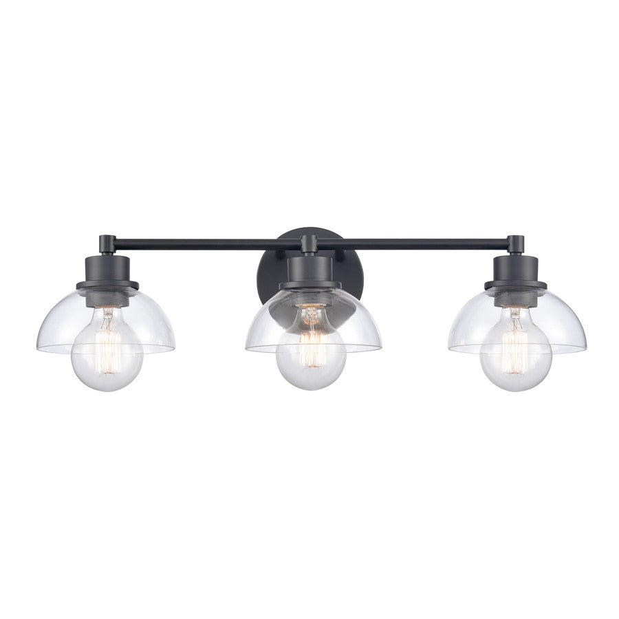 Atlas Lighting Julian 24in 3-Light Vanity Light | Transitional Matte Black and Clear Glass | Bathroom Vanity | 24 x 7.5 x 6 in | Model WL11352-BK