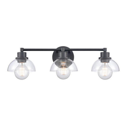 Atlas Lighting Julian 24in 3-Light Vanity Light | Transitional Matte Black and Clear Glass | Bathroom Vanity | 24 x 7.5 x 6 in | Model WL11352-BK