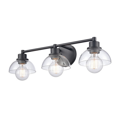 Atlas Lighting Julian 24in 3-Light Vanity Light | Transitional Matte Black and Clear Glass | Bathroom Vanity | 24 x 7.5 x 6 in | Model WL11352-BK