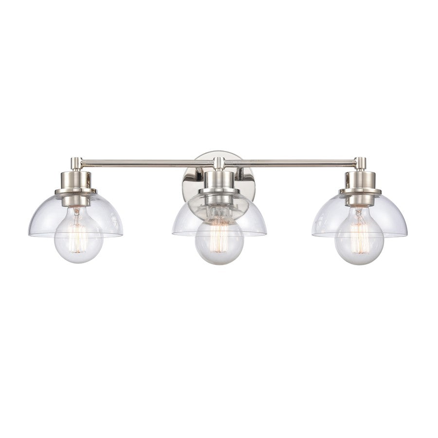 Atlas Lighting Julian 24in 3-Light Vanity Light | Transitional Polished Nickel and Clear Glass | Bathroom Vanity | 24 x 7.5 x 6 in | Model WL11352-NK