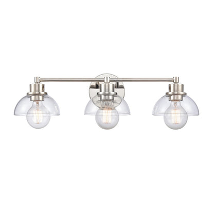 Atlas Lighting Julian 24in 3-Light Vanity Light | Transitional Polished Nickel and Clear Glass | Bathroom Vanity | 24 x 7.5 x 6 in | Model WL11352-NK