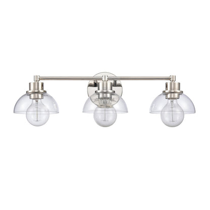 Atlas Lighting Julian 24in 3-Light Vanity Light | Transitional Polished Nickel and Clear Glass | Bathroom Vanity | 24 x 7.5 x 6 in | Model WL11352-NK