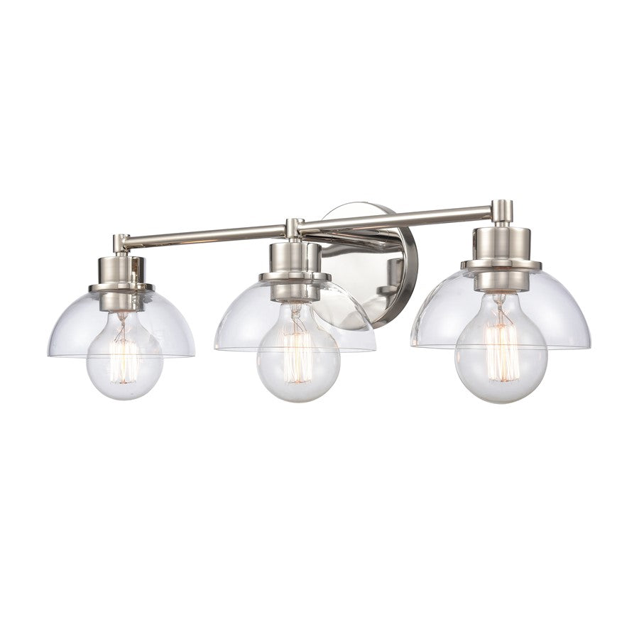 Atlas Lighting Julian 24in 3-Light Vanity Light | Transitional Polished Nickel and Clear Glass | Bathroom Vanity | 24 x 7.5 x 6 in | Model WL11352-NK