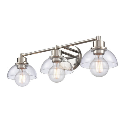 Atlas Lighting Julian 24in 3-Light Vanity Light | Transitional Polished Nickel and Clear Glass | Bathroom Vanity | 24 x 7.5 x 6 in | Model WL11352-NK