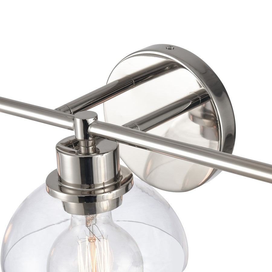 Atlas Lighting Julian 24in 3-Light Vanity Light | Transitional Polished Nickel and Clear Glass | Bathroom Vanity | 24 x 7.5 x 6 in | Model WL11352-NK