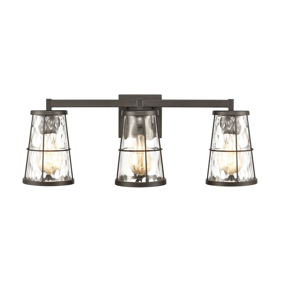 Atlas Lighting Kendrix 24in 3-Light Vanity Light | Transitional Oil Rubbed Bronze and Clear Glass | Bathroom Vanity | 24 x 7 x 9 in | Model WL11355-BZ