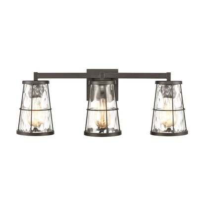 Atlas Lighting Kendrix 24in 3-Light Vanity Light | Transitional Oil Rubbed Bronze and Clear Glass | Bathroom Vanity | 24 x 7 x 9 in | Model WL11355-BZ