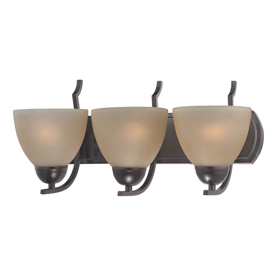 Atlas Lighting Kingston 20in 3-Light Vanity Light | Oil Rubbed Bronze and Brown Glass | Bathroom Vanity | 20 x 9 x 10 in | Model WL11357-BZ