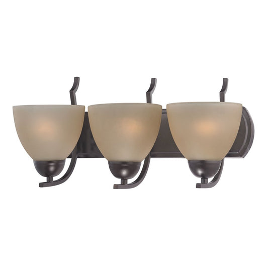 Atlas Lighting Kingston 20in 3-Light Vanity Light | Oil Rubbed Bronze and Brown Glass | Bathroom Vanity | 20 x 9 x 10 in | Model WL11357-BZ