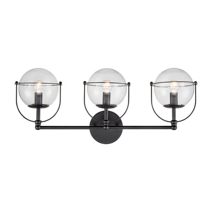 Atlas Lighting Langford 24in 3-Light Vanity Light | Modern Matte Black and Clear Glass | Bathroom Vanity | 24 x 8 x 10 in | Model WL11358-BK