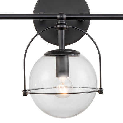 Atlas Lighting Langford 24in 3-Light Vanity Light | Modern Matte Black and Clear Glass | Bathroom Vanity | 24 x 8 x 10 in | Model WL11358-BK