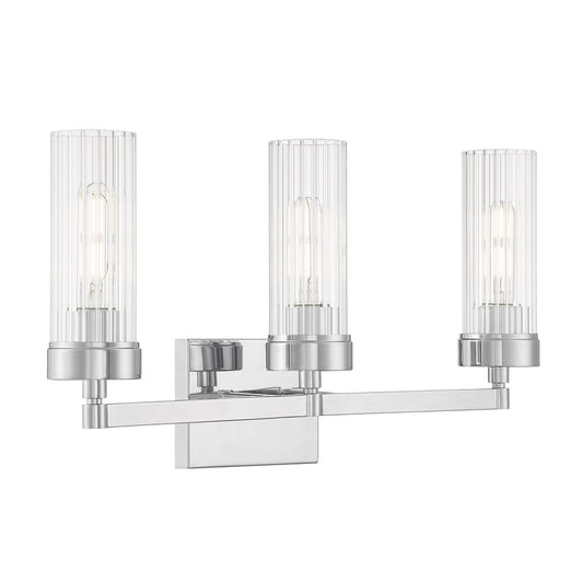 Atlas Lighting Lida 21in 3-Light Vanity Light | Transitional Chrome and Clear Fluted Glass | Bathroom Vanity | 21 x 5.25 x 11.25 in | Model WL11360-CH