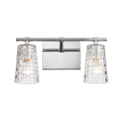Atlas Lighting Lightweave 15in 2-Light Vanity Light | Traditional Polished Nickel and Clear Textured Glass | Bathroom Vanity | Model WL11361-NK