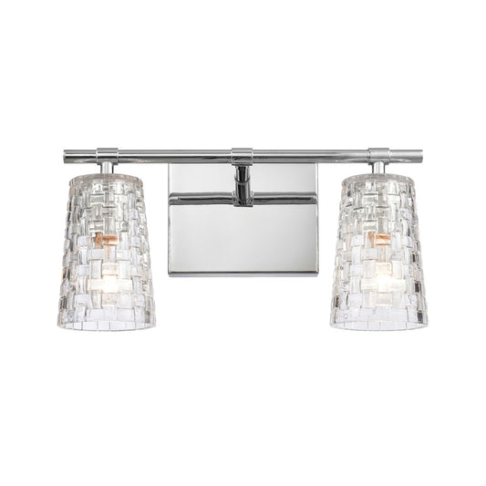 Atlas Lighting Lightweave 15in 2-Light Vanity Light | Traditional Polished Nickel and Clear Textured Glass | Bathroom Vanity | Model WL11361-NK