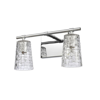 Atlas Lighting Lightweave 15in 2-Light Vanity Light | Traditional Polished Nickel and Clear Textured Glass | Bathroom Vanity | Model WL11361-NK